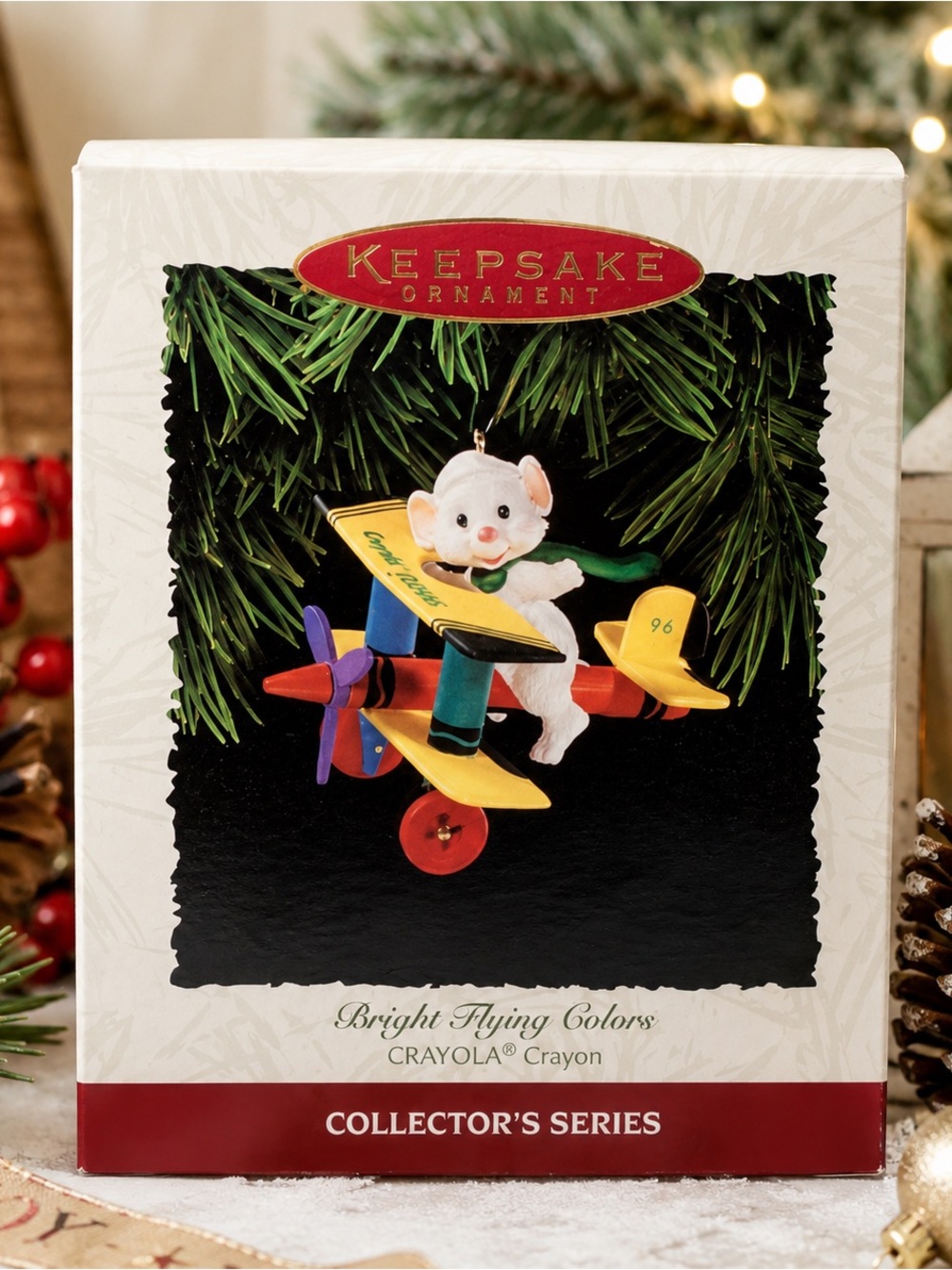 Hallmark Keepsake 1996 Bright Flying Colors Crayola Ornament 8th Series Box
